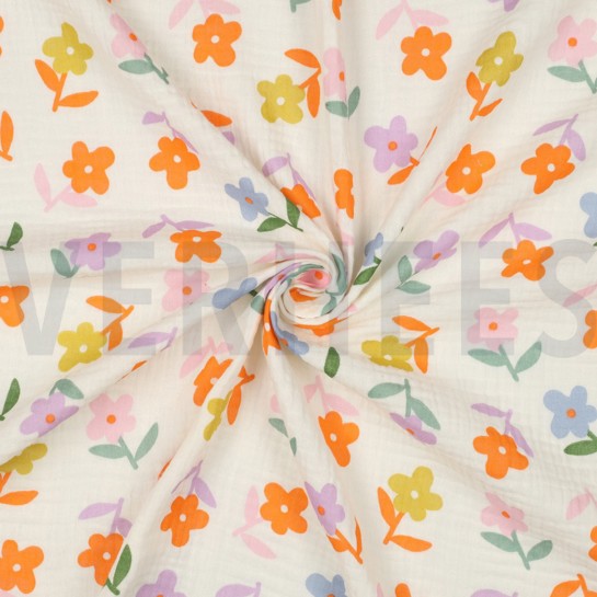 DOUBLE GAUZE FLOWERS ECRU #7