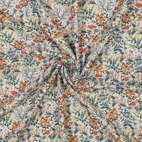 DOUBLE GAUZE DIGITAAL BLOEMEN WIT #7