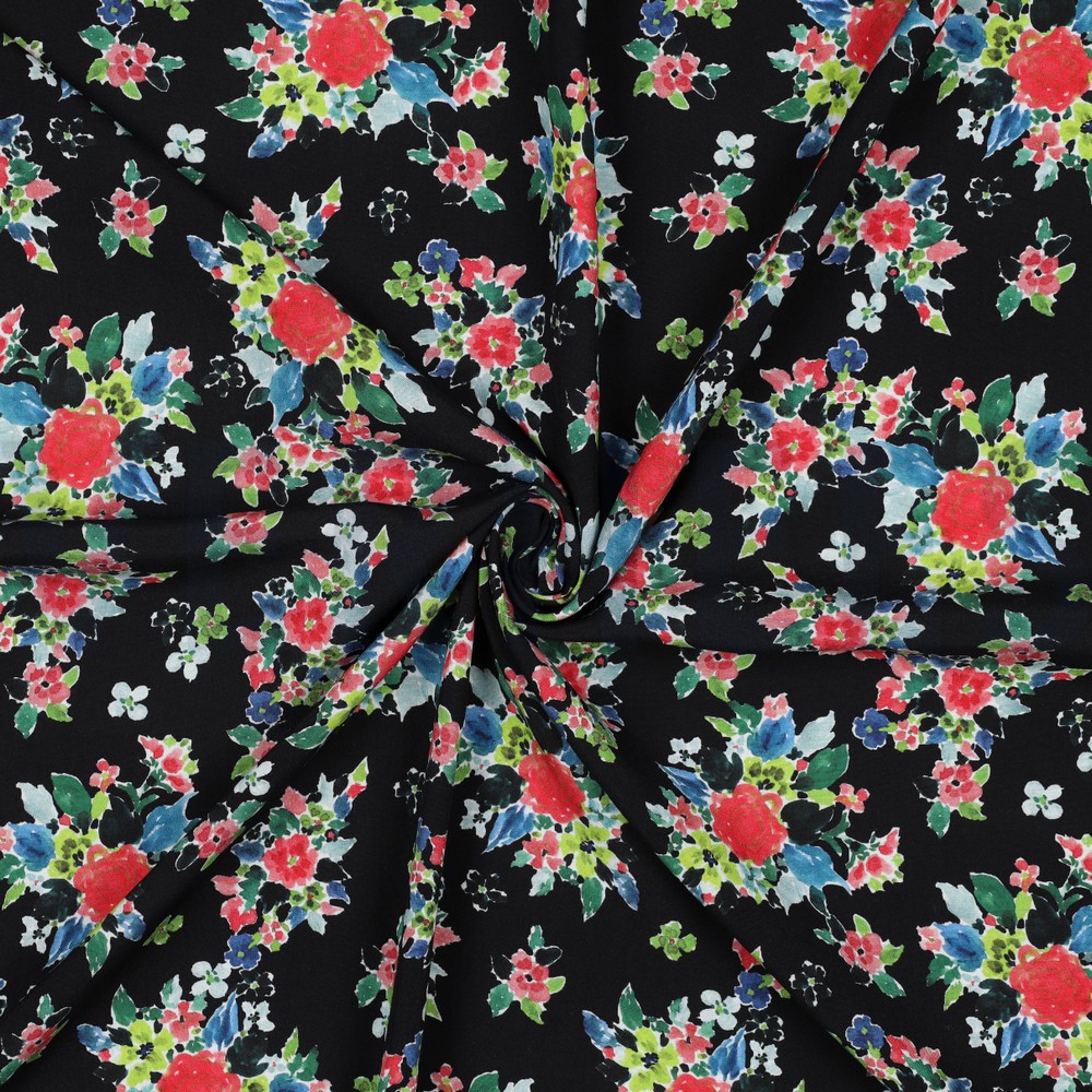 LENZING™ ECOVERO™ DIGITAL BLUMEN SCHWARZ #7