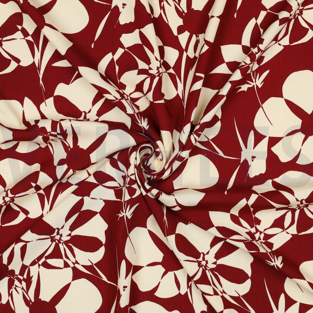 VISKOSE RADIANCE ABSTRAKTE BLUMEN ROT #7