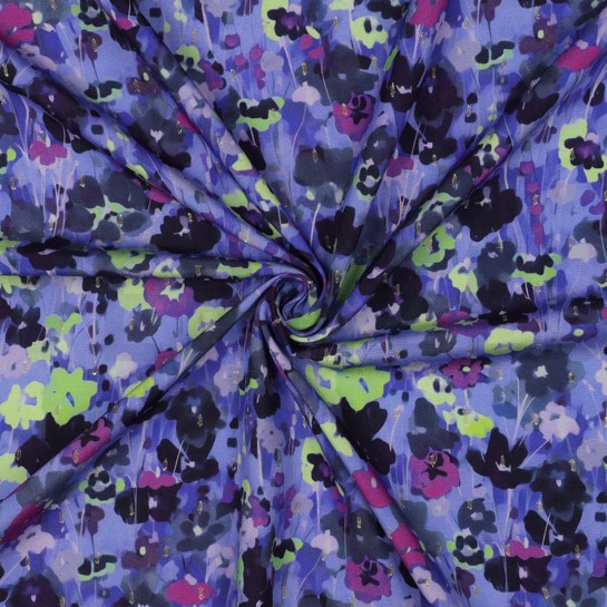 VISKOSE LUREX DIGITAL BLUMEN KOBALTBLAU #7