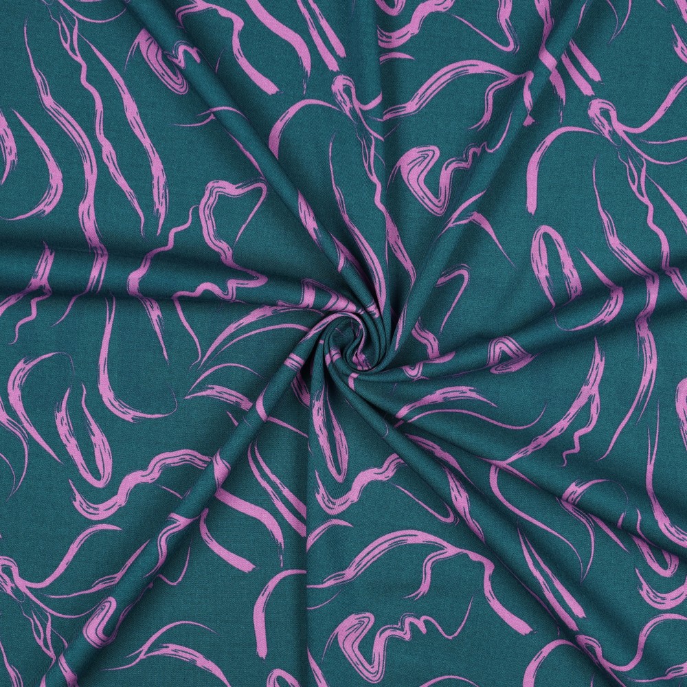 VISCOSE ROSELLA STRETCH ABSTRAIT PÉTROLE #7