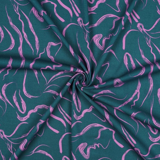 VISCOSE ROSELLA STRETCH ABSTRACT PETROL #7