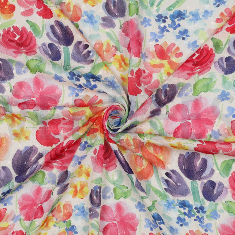 VISCOSE DOBBY DIGITAL FLOWERS MULTICOLOUR #7