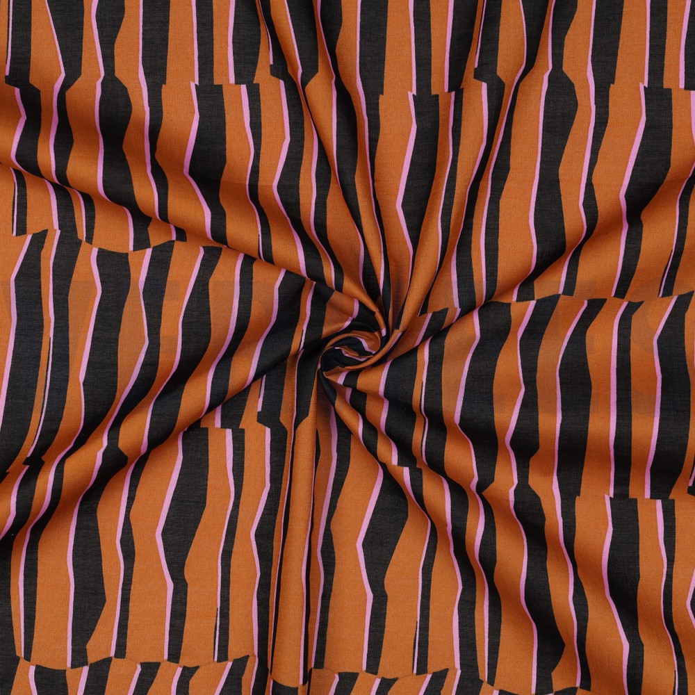 COTTON VOILE GEOMETRIC BROWN #7