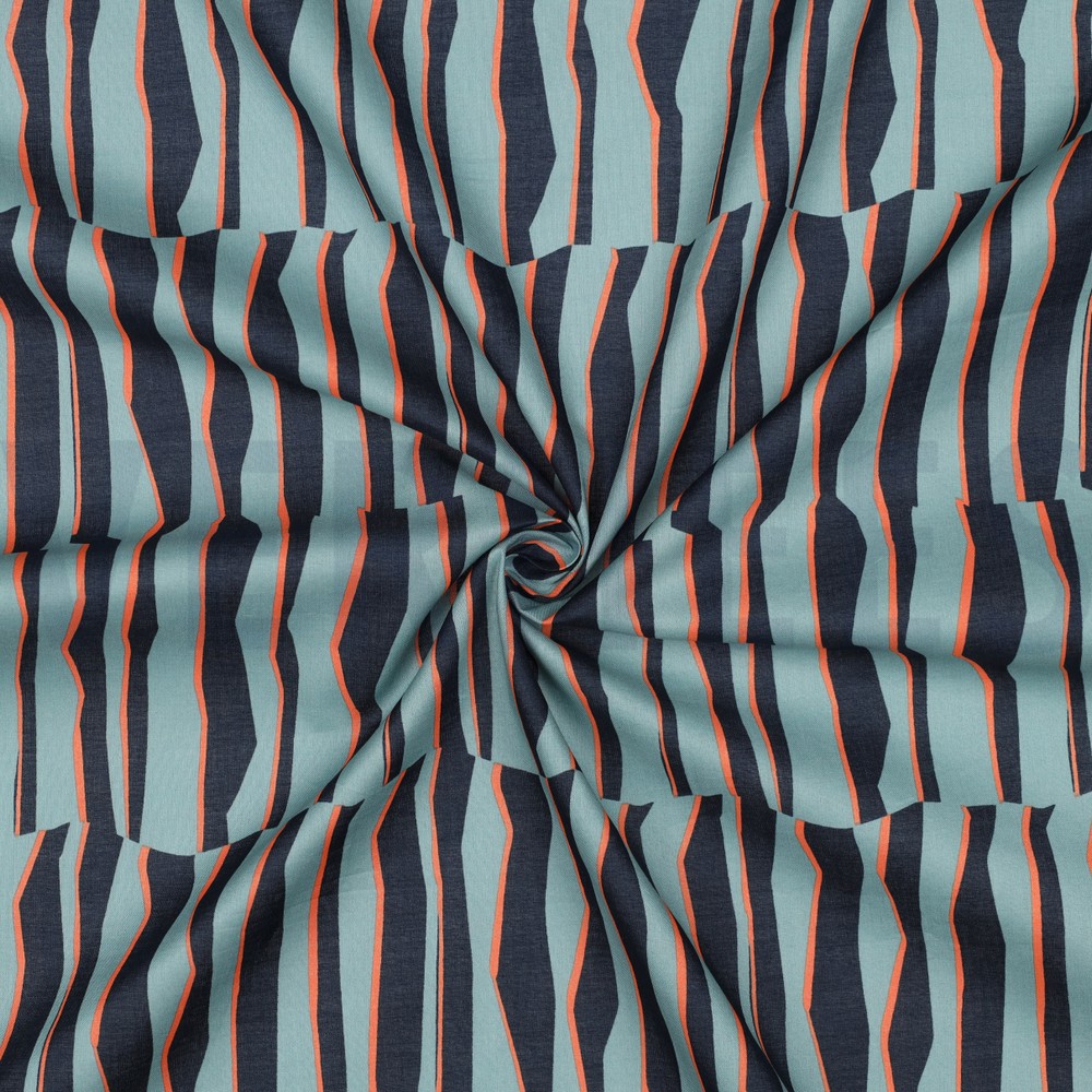 COTTON VOILE GEOMETRIC LIGHT PETROL #7