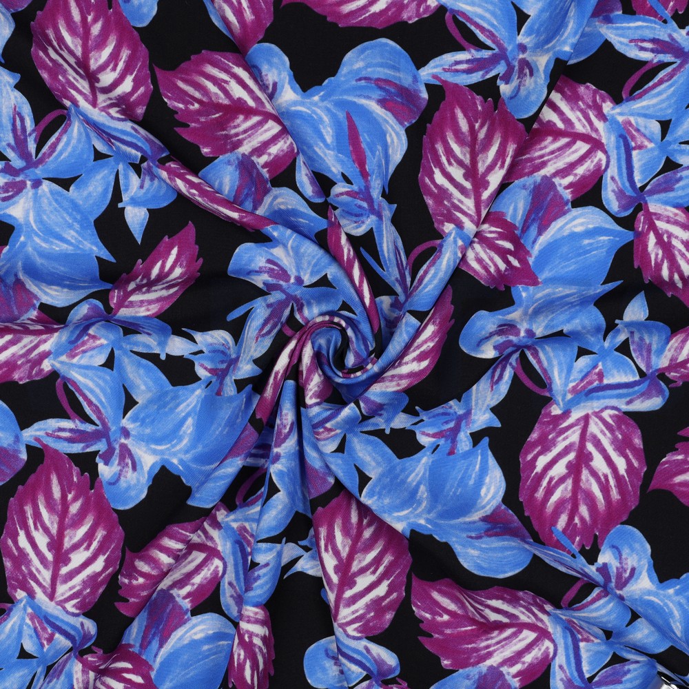 VISCOSE RADIANCE DIGITAAL BLADEREN ZWART #7