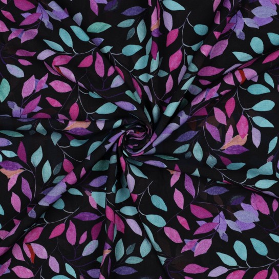 VISCOSE RADIANCE DIGITAAL BLADEREN ZWART #7