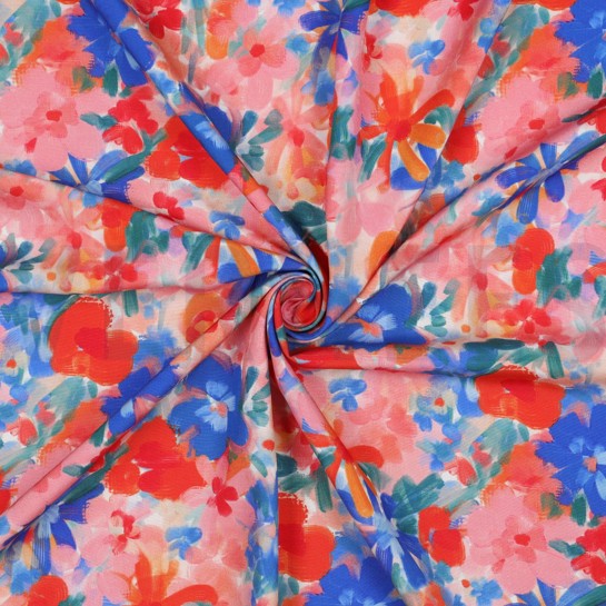 VISCOSE RADIANCE DIGITAAL BLOEMEN ROZE #7