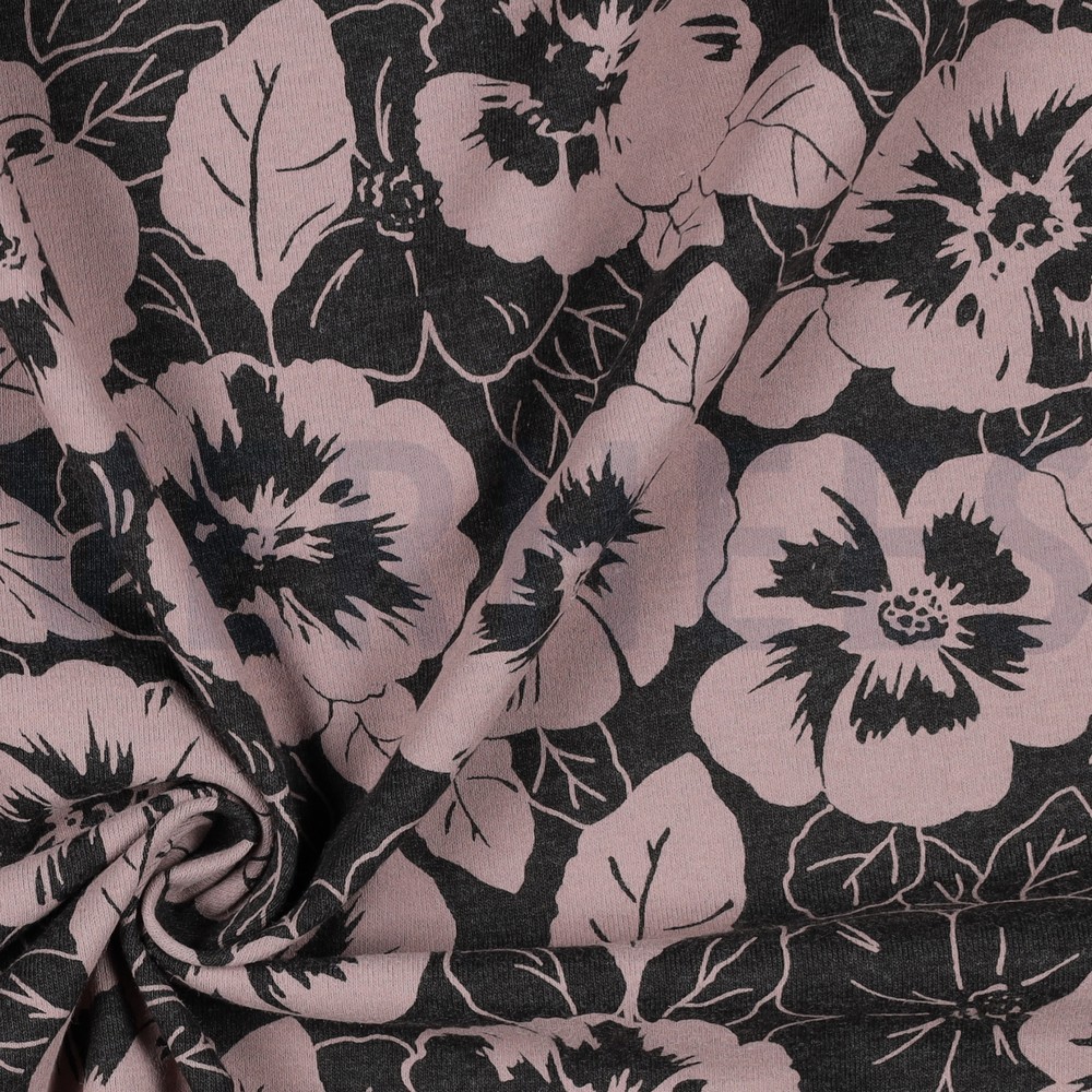 JERSEY MELANGE FLOWERS ANTHRACITE MELANGE #7