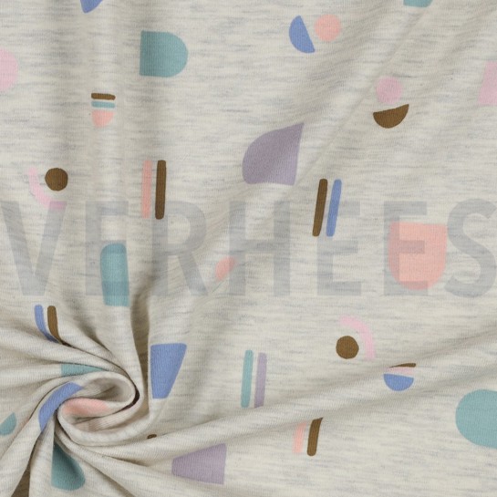 JERSEY MELANGE ABSTRAKT ECRU MELIERT #7