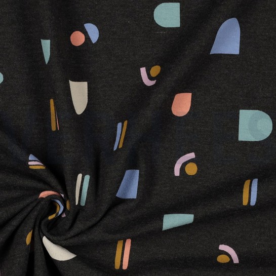 JERSEY MELANGE ABSTRAKT ANTHRAZIT MELIERT #7