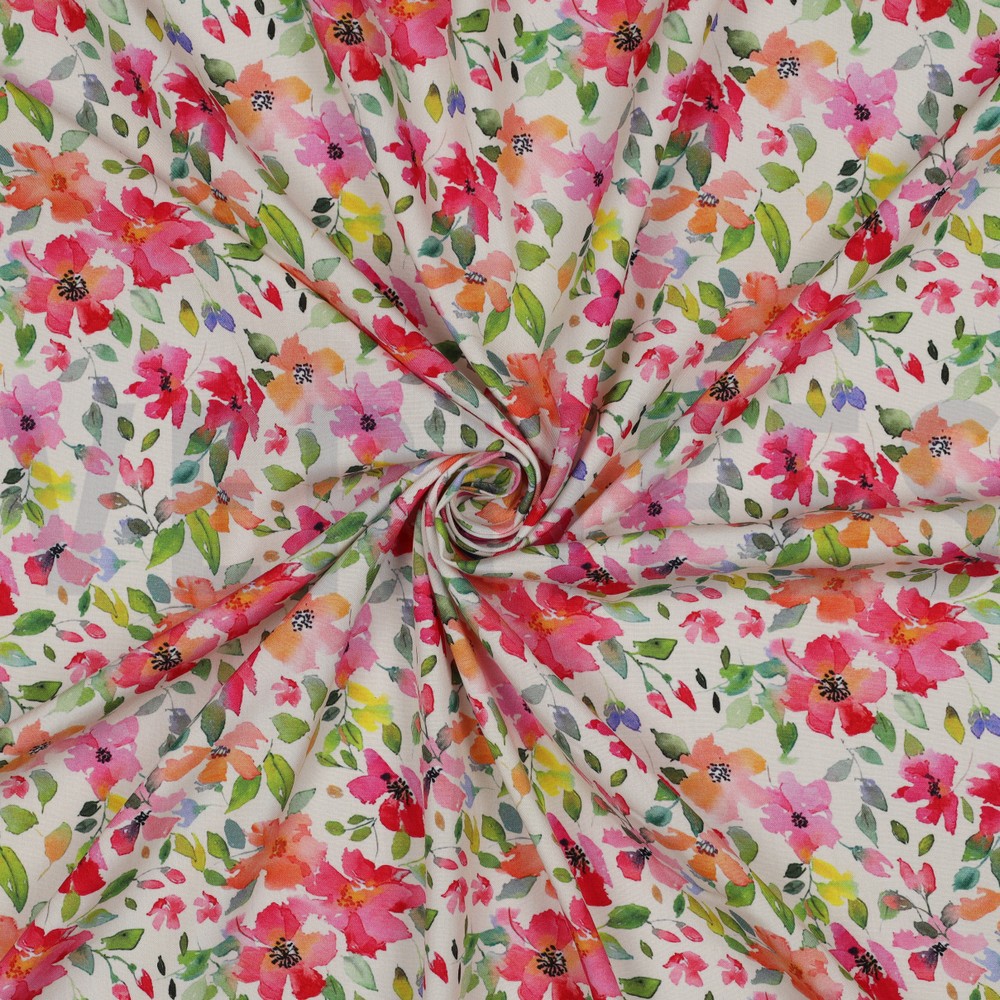 VISCOSE RADIANCE DIGITAAL BLOEMEN WIT #7
