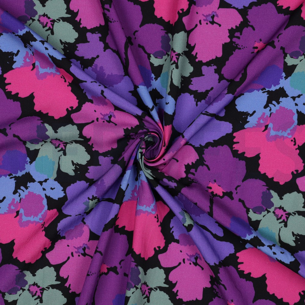 VISCOSE RADIANCE DIGITAAL ABSTRACT BLOEMEN ZWART #7