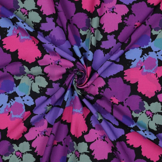 VISCOSE RADIANCE DIGITAL ABSTRAIT FLEURS NOIR #7