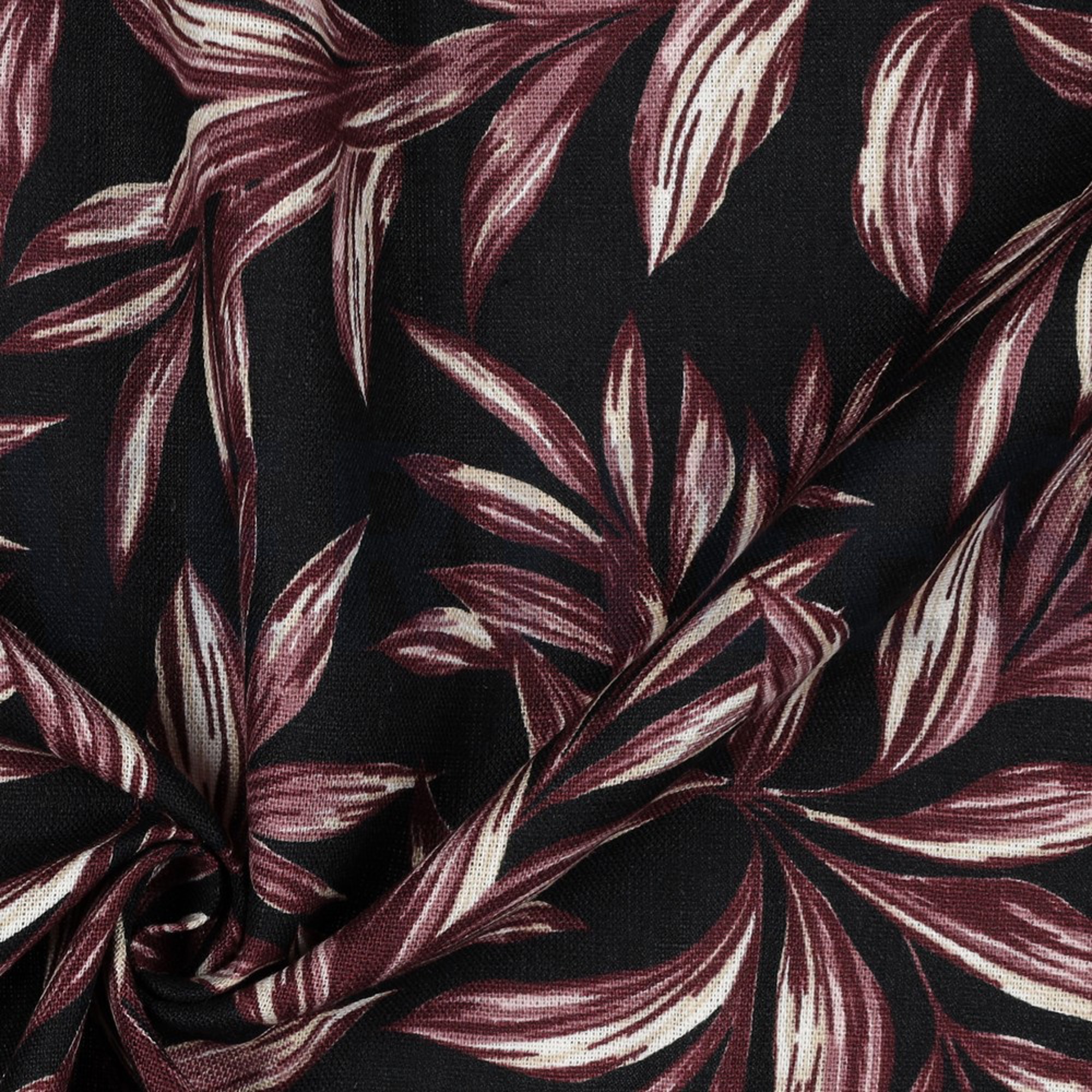 LINNEN VISCOSE GEWASSEN BLADEREN ZWART (high resolution) #3