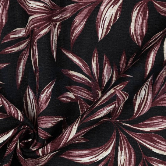 LINNEN VISCOSE GEWASSEN BLADEREN ZWART #7