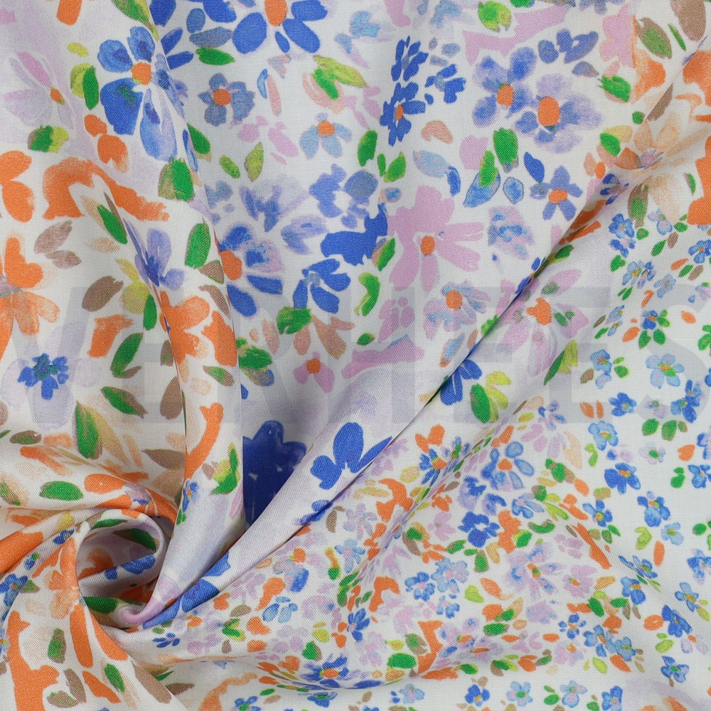 VISCOSE RADIANCE DIGITAL PATCHWORK FLEURS BLEU #7