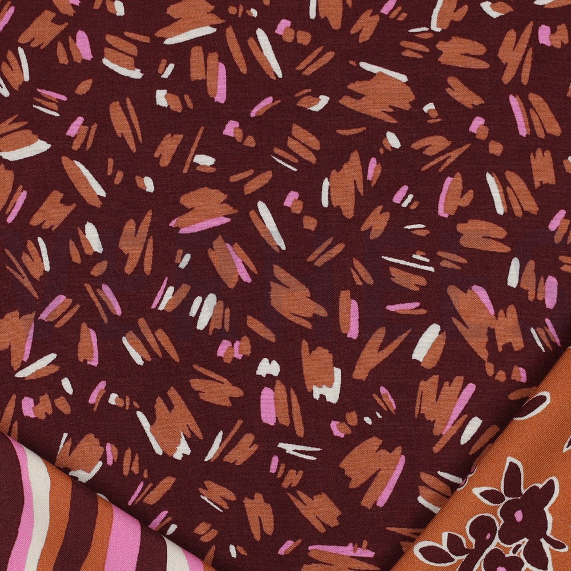 VISCOSE RADIANCE BLOEMEN EN STREPEN WIJNROOD (high resolution) #3