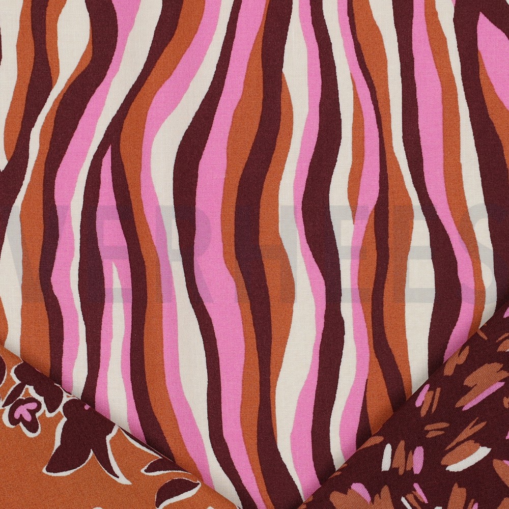 VISCOSE RADIANCE FLEURS ET RAYURES RUST #7