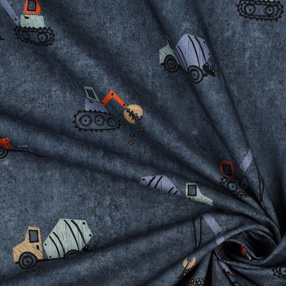 FINE POPLIN DIGITAL WORK VEHICLES BLUE #7