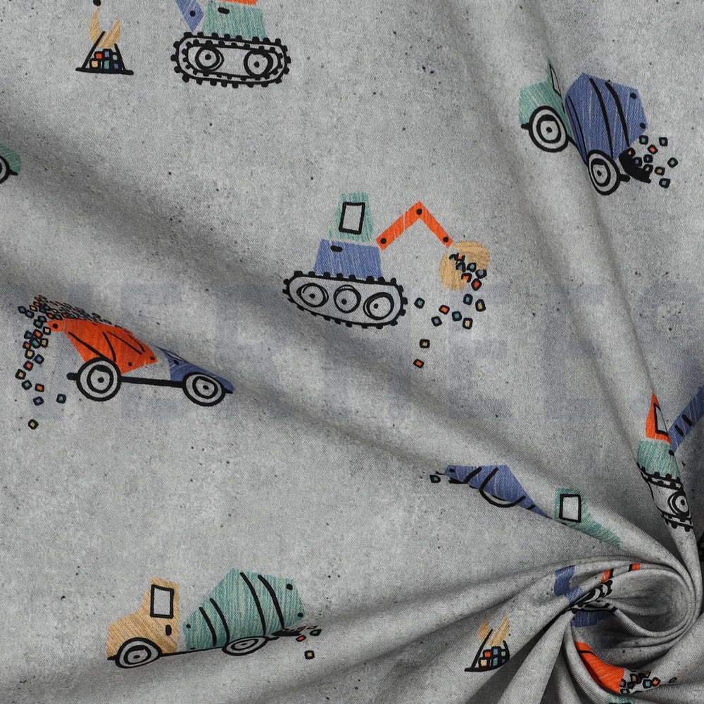 FINE POPLIN DIGITAL WORK VEHICLES LIGHT GREY #7