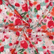 VISKOSE SATIN DIGITAL BLUMEN HELLROSA (thumbnail) #3