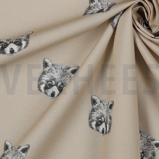 POPELINE DE COTON DIGITAL PANDAS ROUX SABLE #7