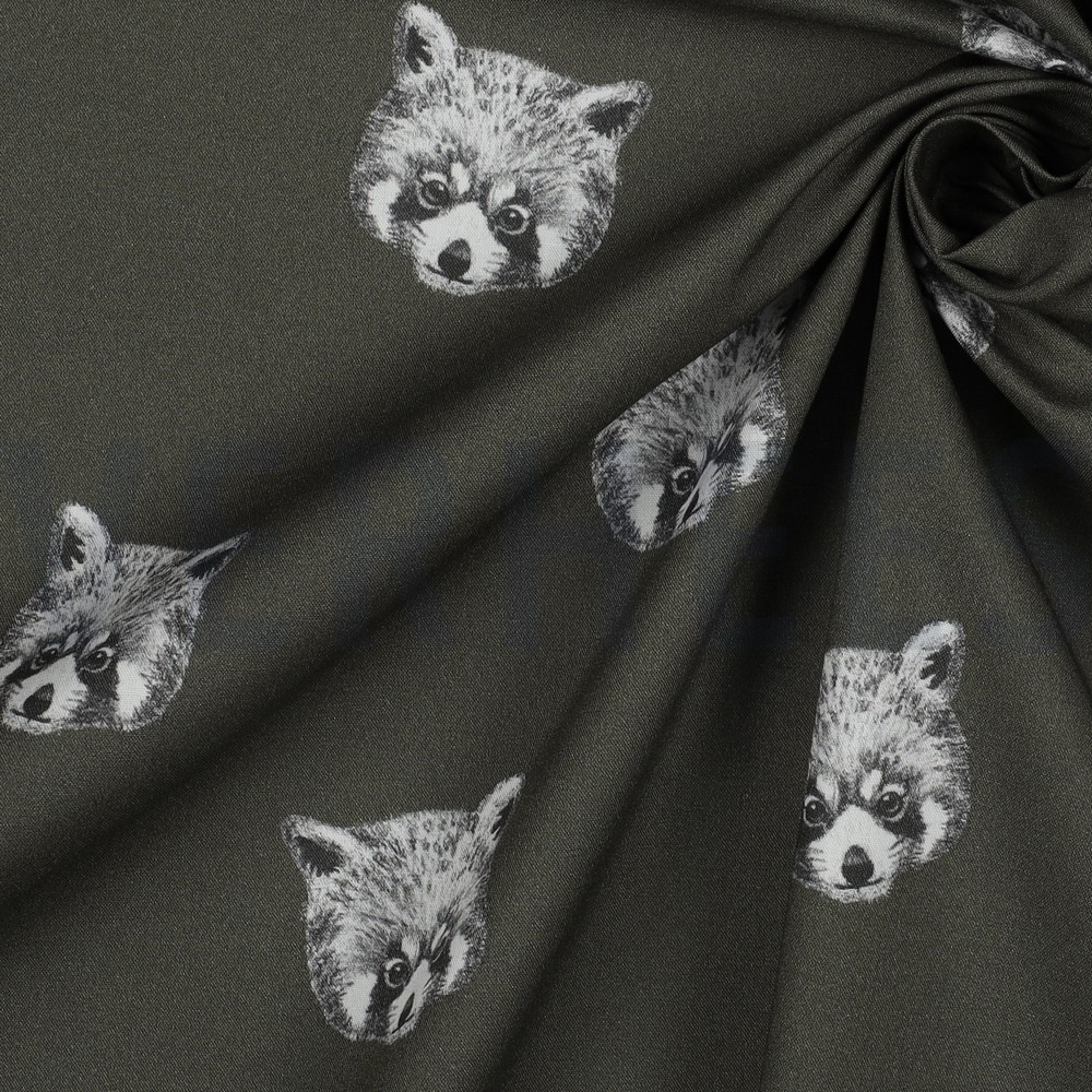 FINE POPLIN DIGITAL RED PANDAS SEAWEED #7