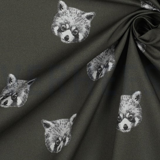 KATOENEN POPLIN DIGITAAL RODE PANDA’S ZEEWIERGROEN #7
