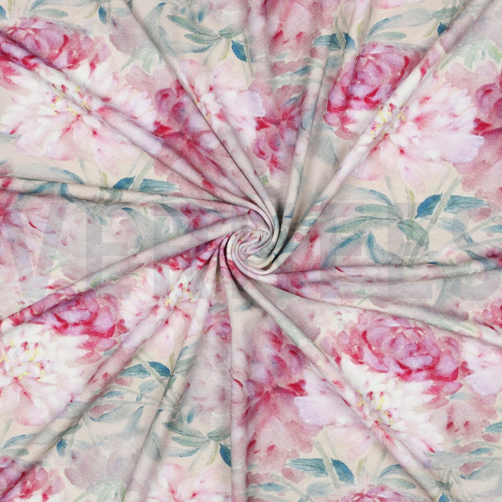 VISCOSE JERSEY DIGITAL FLOWERS LIGHT PINK #7