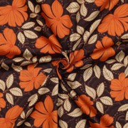 BAUMWOLLE SATIN BLUMEN DUNKELBRAUN (thumbnail) #3