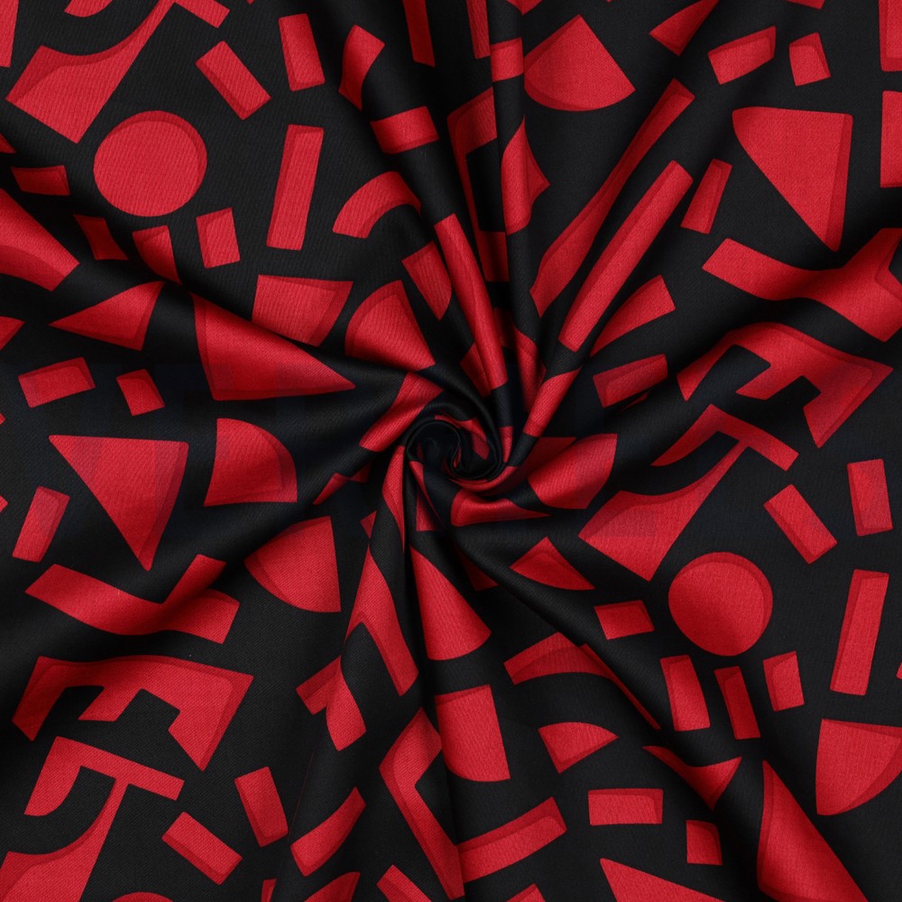 BAUMWOLLE SATIN GEOMETRISCH DUNKELROT #7