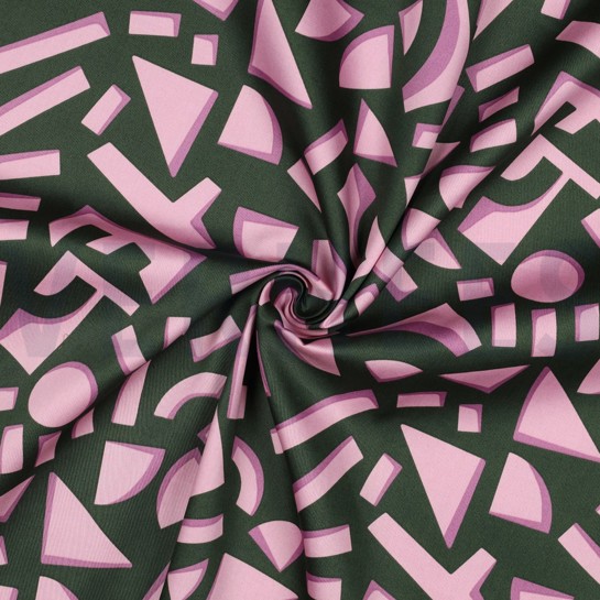 COTTON SATIN GEOMETRIC DARK GREEN #7