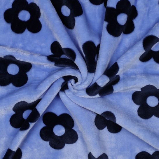 FLEECE BLUMEN JEANSBLAU #7