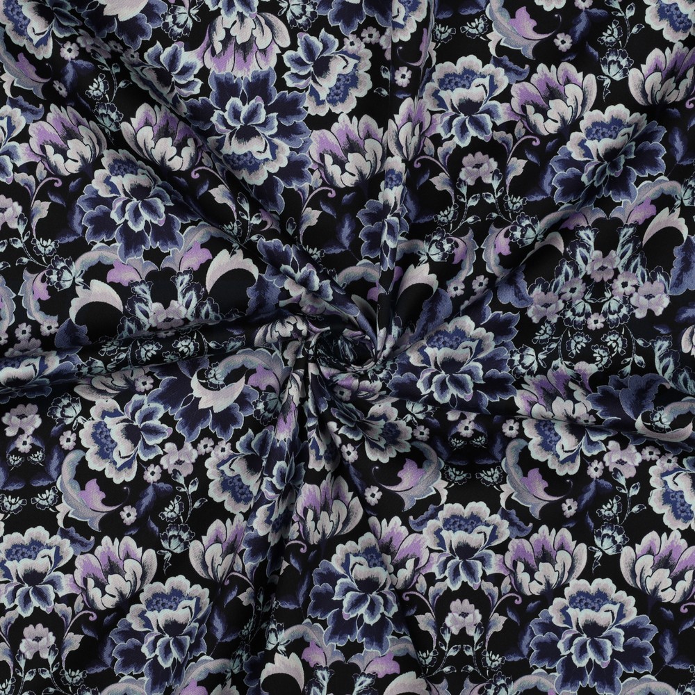 COTTON SATIN DIGITAL FLOWERS BLACK #7
