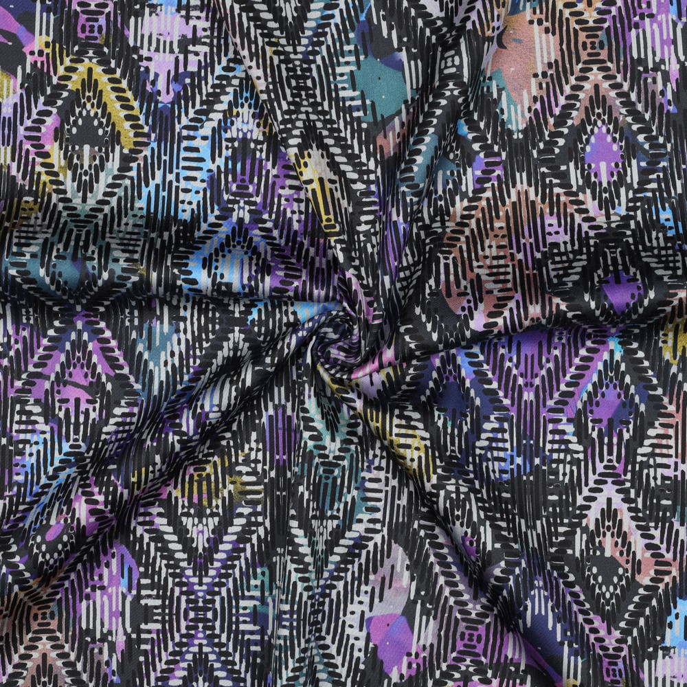 COTON SATIN DIGITAL GEOMETRIQUE BLEU MARINE #7