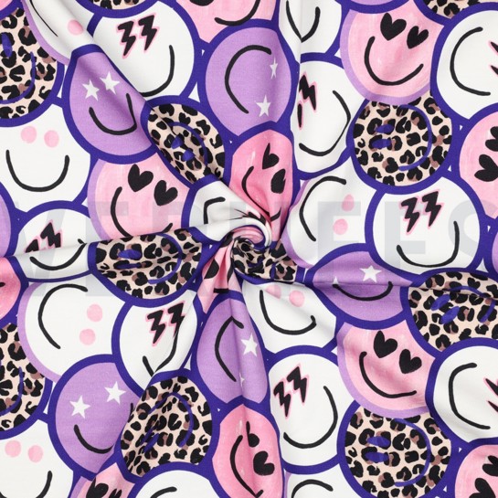 FRENCH TERRY DIGITAAL VROLIJKE GEZICHTEN PAARS #7