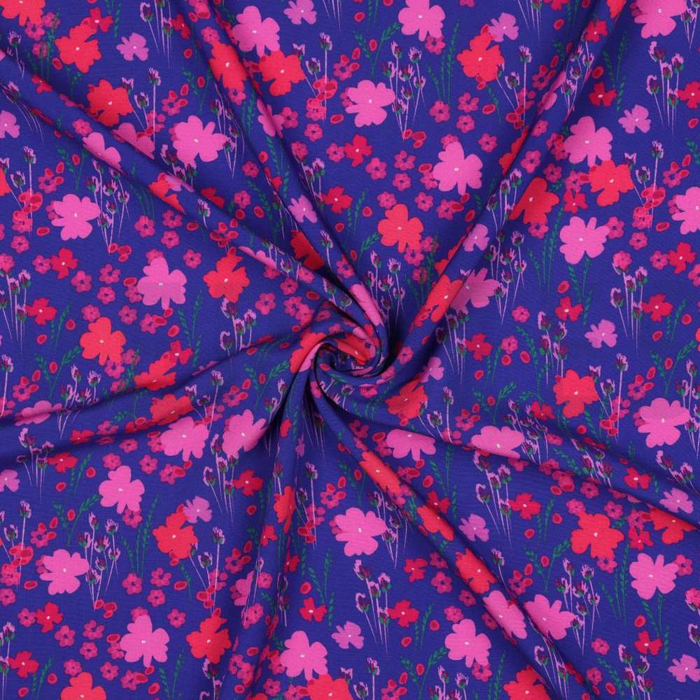 LENZING™ ECOVERO™ DIGITAL FLEURS BLEU COBALT #7