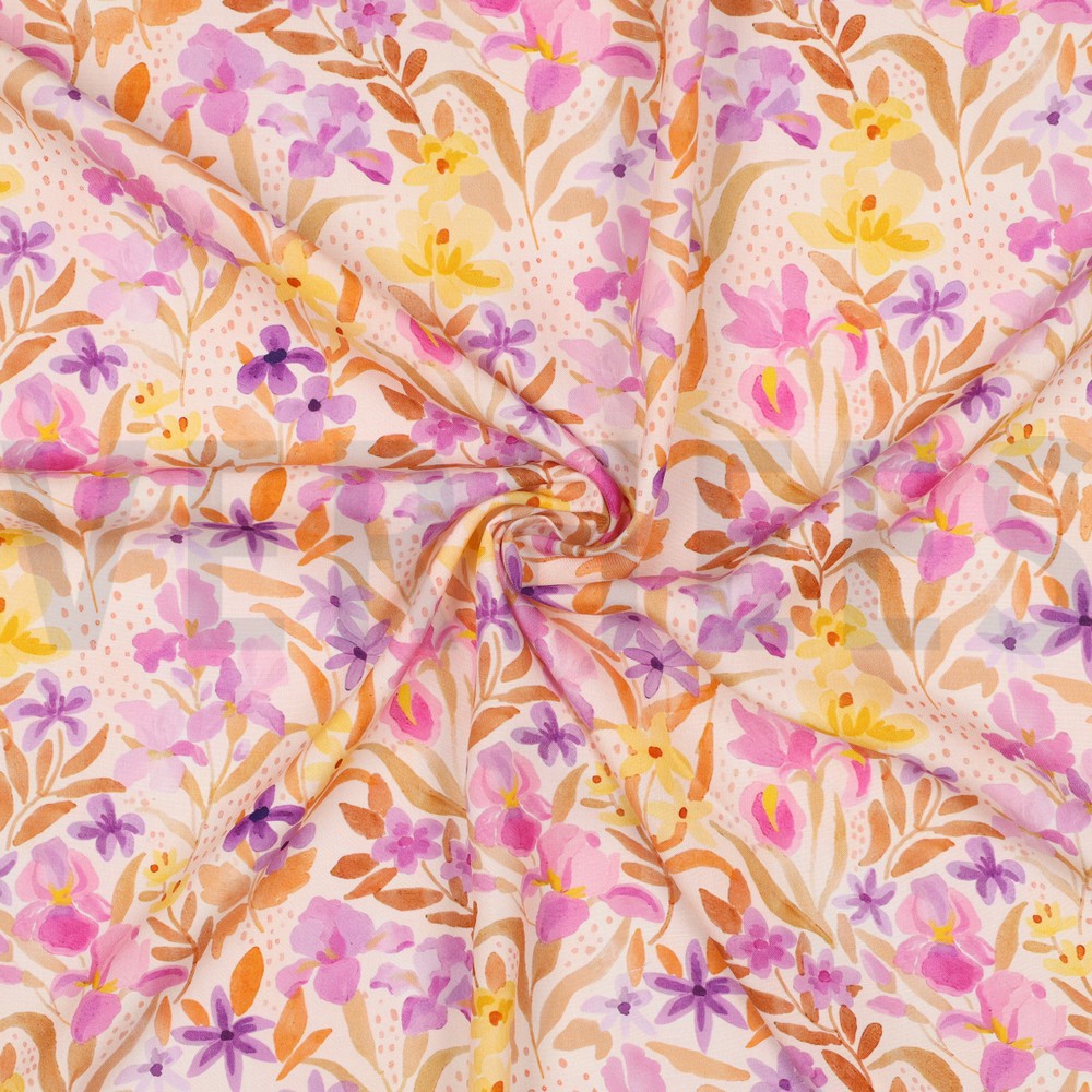 LENZING™ ECOVERO™ DIGITAL FLOWERS PEACH #7