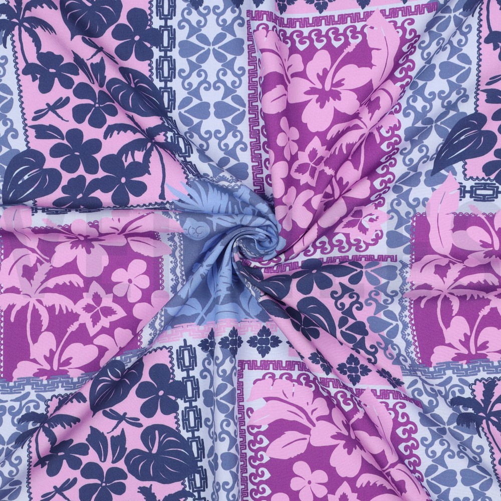 LENZING™ ECOVERO™ BLOEMEN PATCHWORK LAVENDEL #7