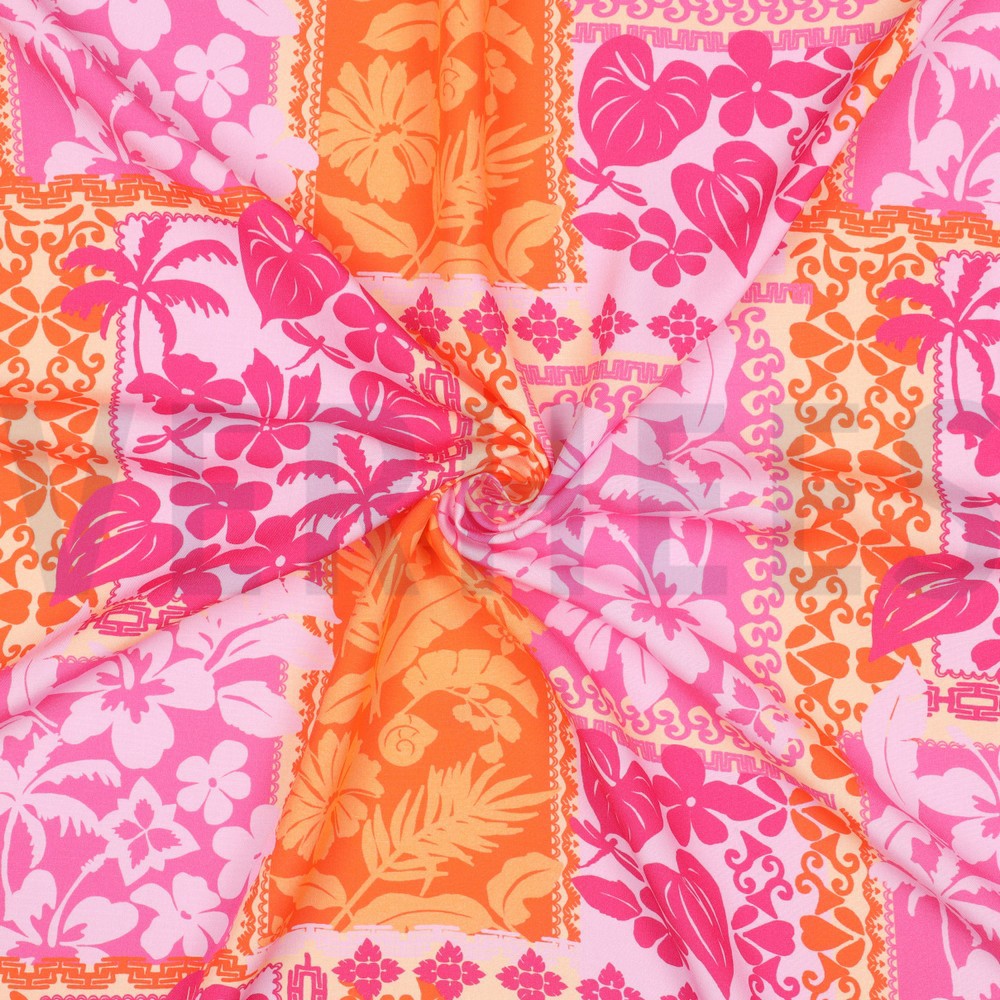 LENZING™ ECOVERO™ FLEURS PATCHWORK FUCHSIA #7