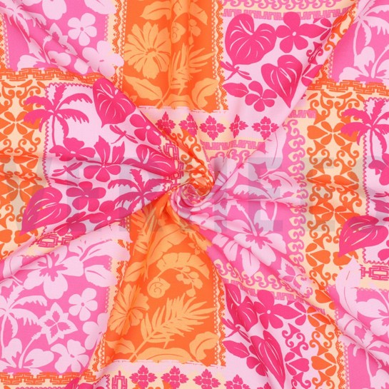 LENZING™ ECOVERO™ FLOWERS PATCHWORK FUCHSIA #7