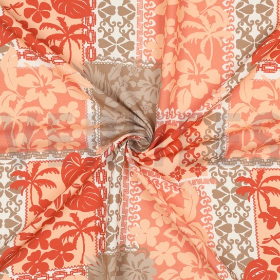 LENZING™ ECOVERO™ FLOWERS PATCHWORK PEACH #7