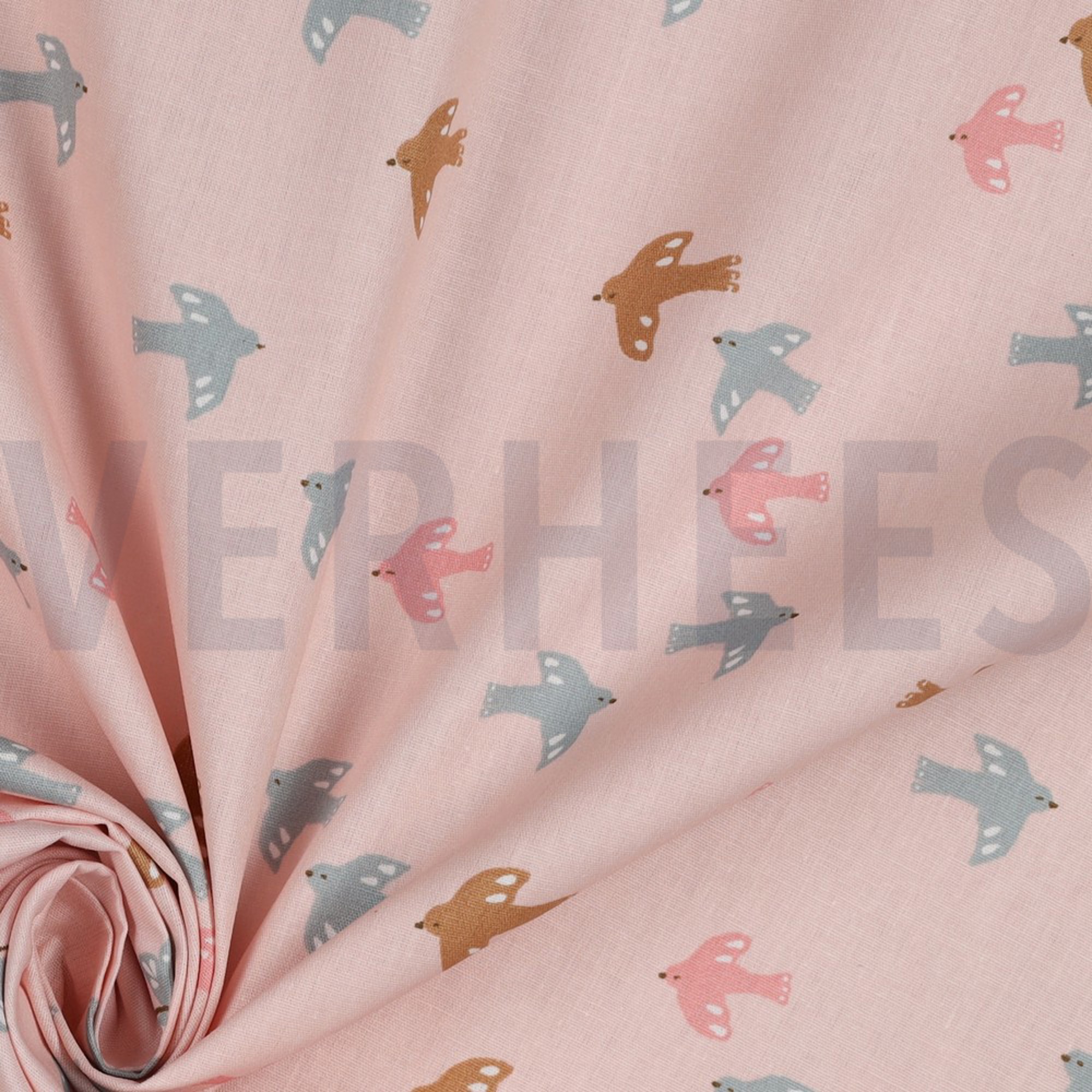 KATOENEN POPLIN GOTS VOGELS EN VLINDERS POEDER (high resolution) #3