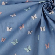 POPLIN GOTS BIRDS AND BUTTERFLIES BLUE (thumbnail) #3