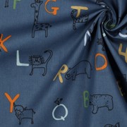 BAUMWOLLE POPELINE GOTS TIERALPHABET BLAU (thumbnail) #3