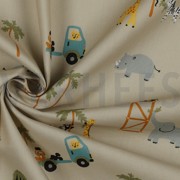 KATOENEN POPLIN SAFARI DIEREN CAMEL (thumbnail) #3