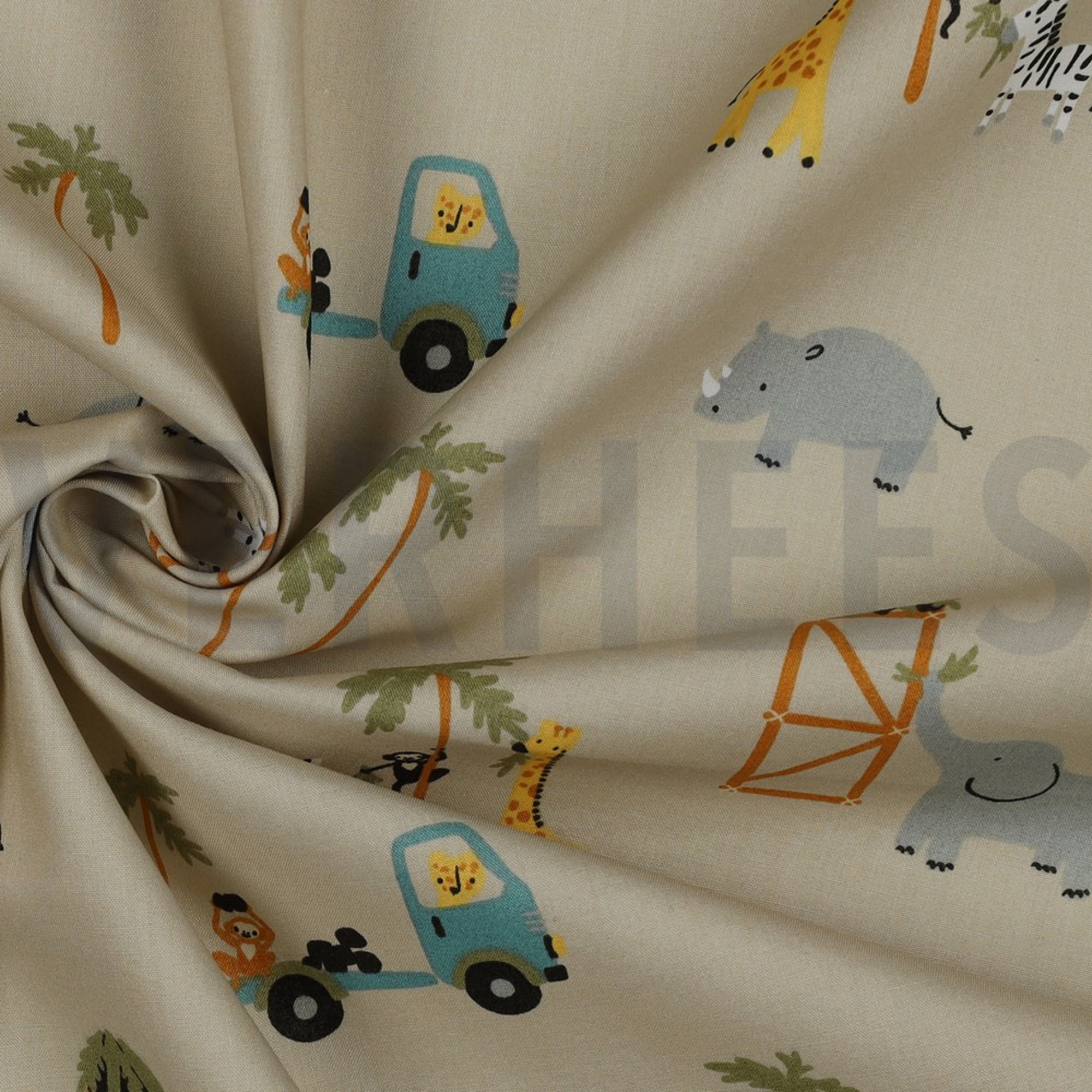 KATOENEN POPLIN SAFARI DIEREN CAMEL (high resolution) #3