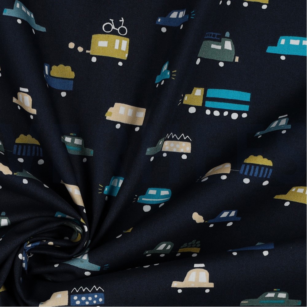 FINE POPLIN CARS NAVY #7